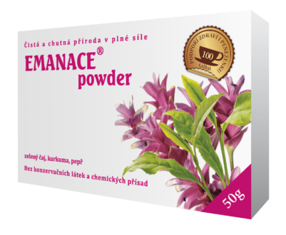 EMANACE powder – zelený čaj, kurkuma a pepř